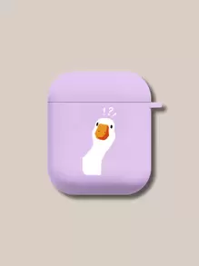 Duck Pattern Case Compatible With AirPods - Purple - View 1