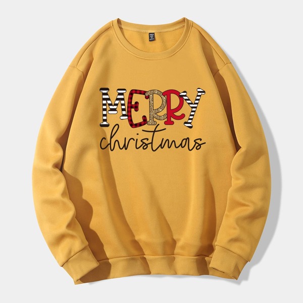 

Plus Christmas Slogan Thermal Sweatshirt, Yellow