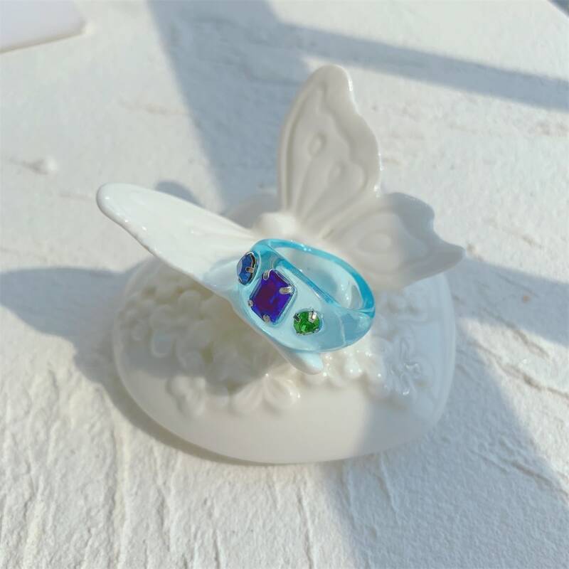 

Gemstone Decor Ring, Baby blue