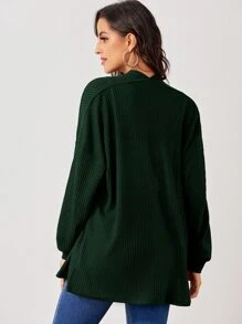 BizChic 落肩袖華夫格編織外套 - 墨綠色 - 查看 2