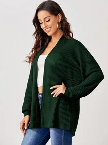 BizChic 落肩袖華夫格編織外套 - 墨綠色 - 查看 3