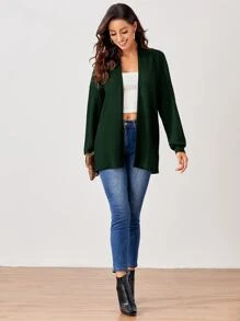 BizChic 落肩袖華夫格編織外套 - 墨綠色 - 查看 4