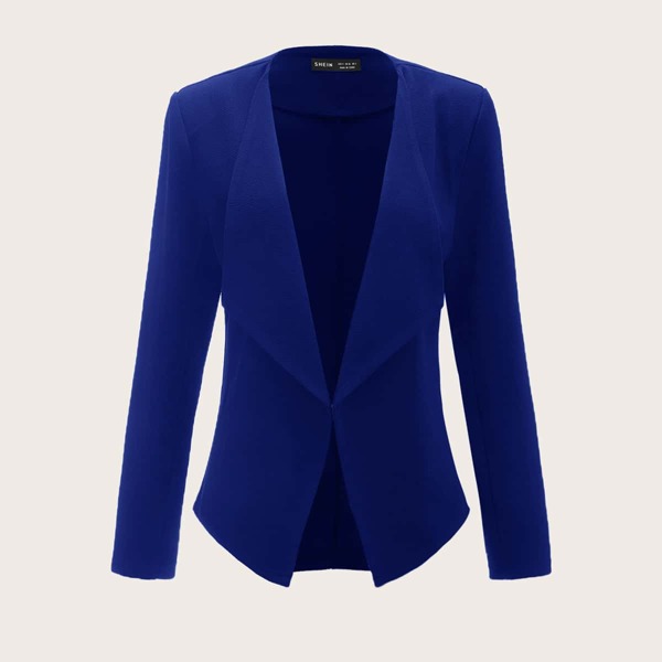 

Solid Waterfall Collar Blazer, Royal blue