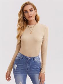SHEIN Essnce Camiseta unicolor - Albaricoque - Ver 1