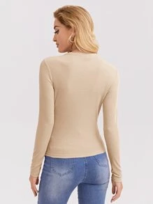 SHEIN Essnce Camiseta unicolor - Albaricoque - Ver 2