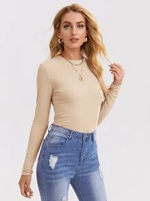SHEIN Essnce Camiseta unicolor - Albaricoque - Ver 4