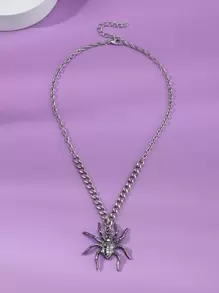 Halloween Spider Design Necklace - Gun Black - View 2