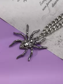 Halloween Spider Design Necklace - Gun Black - View 4