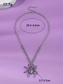 Halloween Spider Design Necklace - Gun Black - View 5