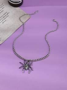 Halloween Spider Design Necklace - Gun Black - View 6
