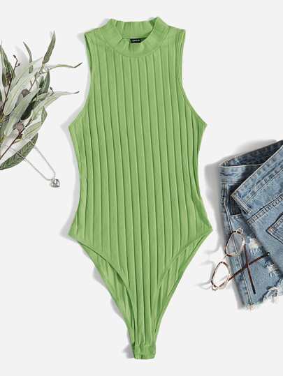 Body con abertura alta tejida de canalé