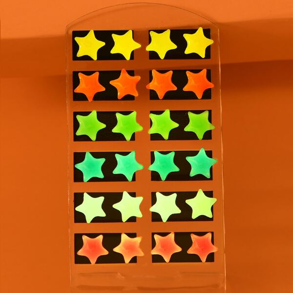 

12pairs Glow In The Dark Star Stud Earrings, Multicolor
