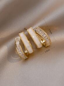 Andkiss Cubic Zirconia Decor Earrings - Yellow Gold - View 3