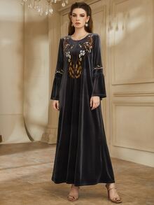Najma Appliques Detail Flounce Sleeve Dress