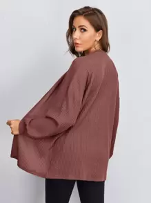 BizChic Drop Shoulder Waffle Knit Coat - Redwood - View 2