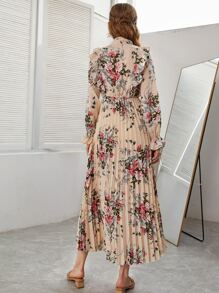 Modelyn Đầm Xếp li Hoa Thanh lịch - Màu be - Xem 2