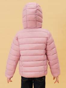 SOLOCOTE Tween Girl Lightweight Pink Water-resistant Hooded Down Jacket For Christmas Winter - Dusty Pink - View 2