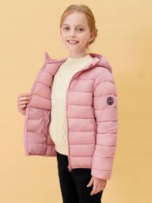 SOLOCOTE Tween Girl Lightweight Pink Water-resistant Hooded Down Jacket For Christmas Winter - Dusty Pink - View 8