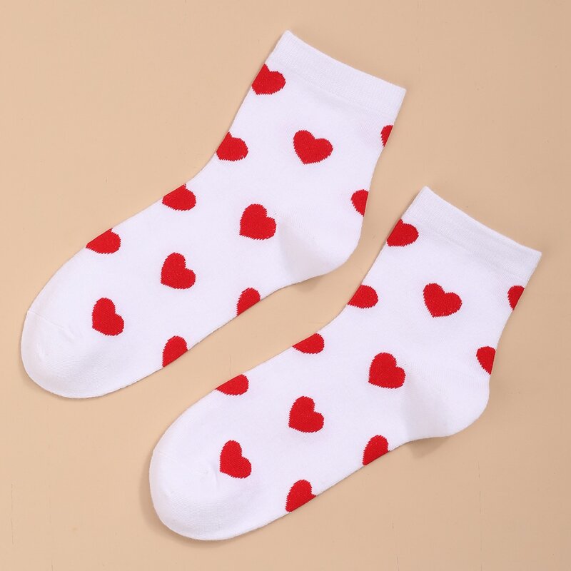 

Heart Print Crew Socks, Multicolor