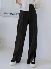 DAZY Hochtaillierte Hose mit Schlitzabschluss, Damenhose