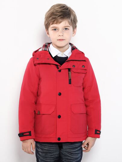 SOLOCOTE Tween Boy 翻盖口袋派克大衣