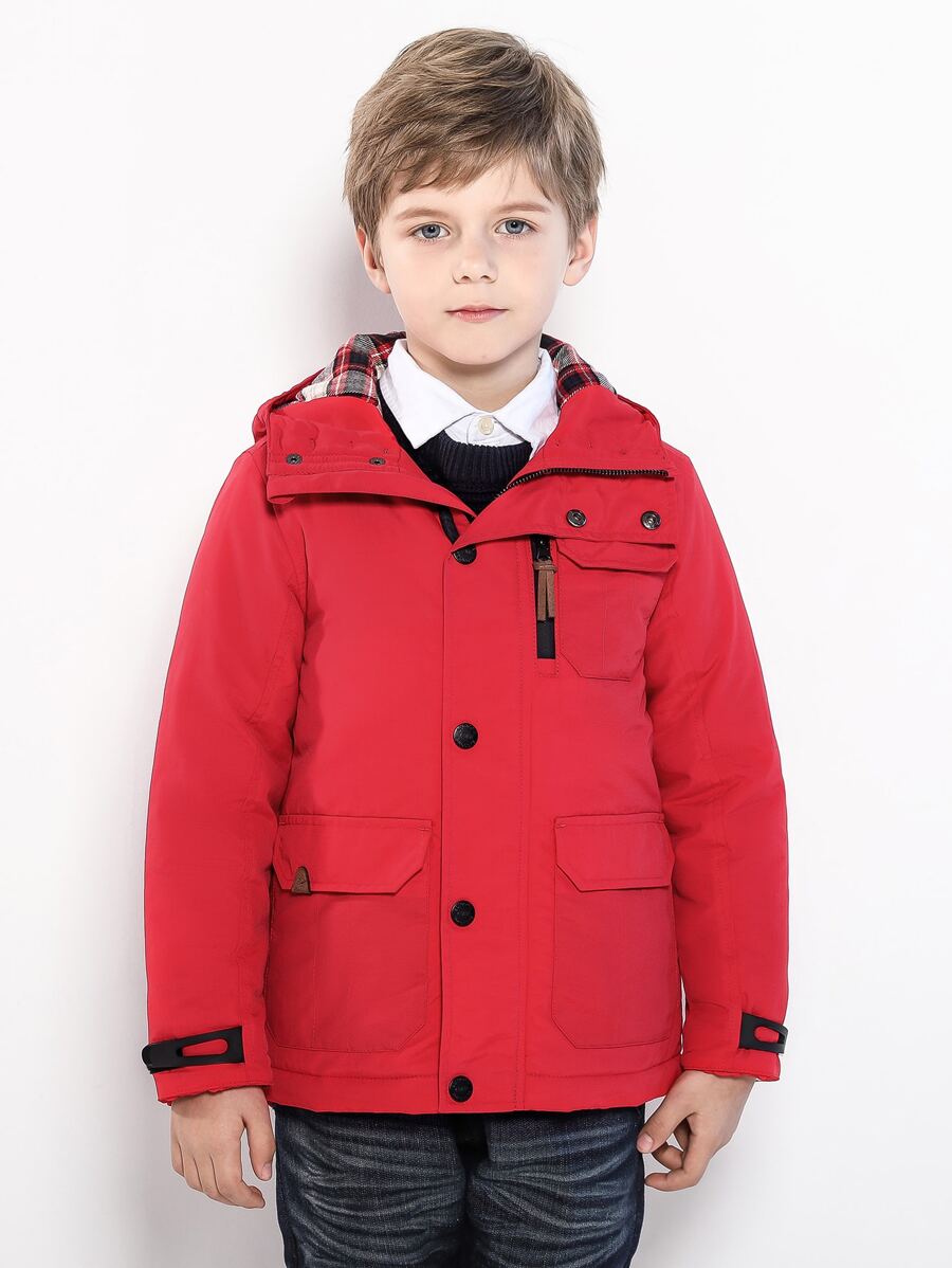 SOLOCOTE Tween Boy 翻盖口袋派克大衣