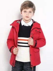 SOLOCOTE Tween Boy 翻盖口袋派克大衣