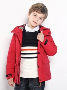 SOLOCOTE Tween Boy 翻盖口袋派克大衣