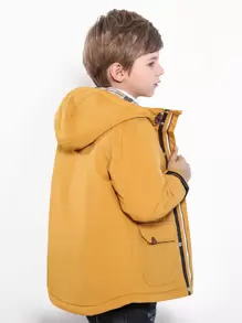 SOLOCOTE Tween Boy 翻盖口袋派克大衣