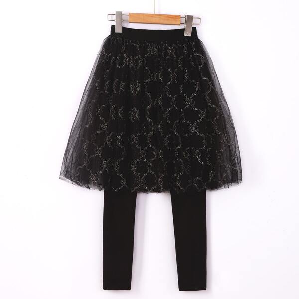 

Girls Mesh Panel 2 In 1 Pants, Black
