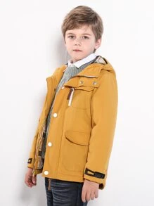 SOLOCOTE Tween Boy 翻盖口袋派克大衣