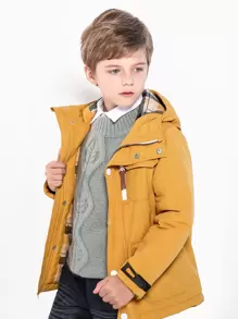 SOLOCOTE Tween Boy 翻盖口袋派克大衣