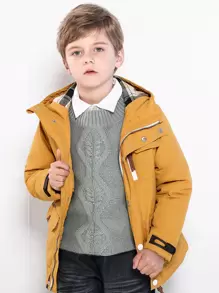 SOLOCOTE Tween Boy 翻盖口袋派克大衣