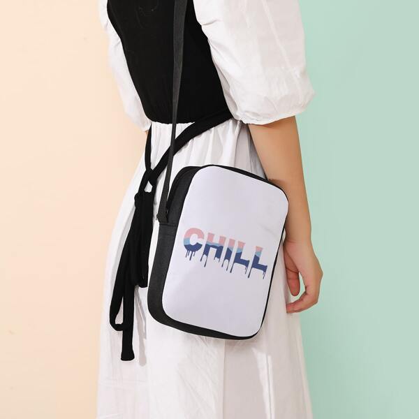 

Colorblock Letter Graphic Crossbody Bag, Multicolor