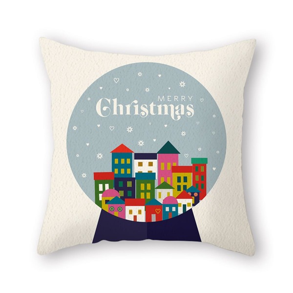 

Christmas House Print Cushion Cover Without Filler, Multicolor