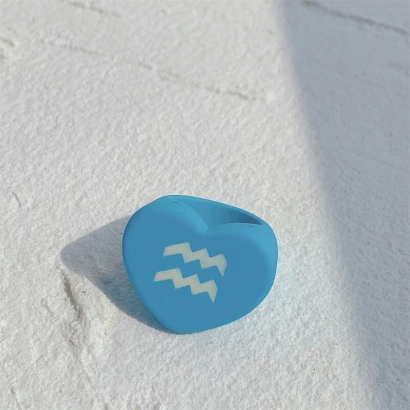 

Constellation Graphic Heart Decor Ring, Baby blue