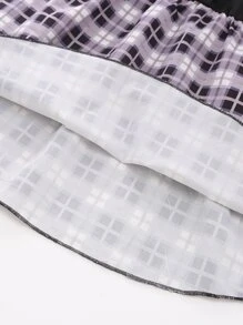 Niñas Vestido camisero de cuadros de color combinado - Multicolor - Ver 6