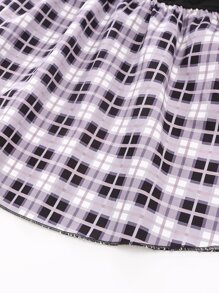 Niñas Vestido camisero de cuadros de color combinado - Multicolor - Ver 8