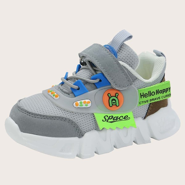 

Boys Letter Graphic Velcro Strap Sneakers, Grey