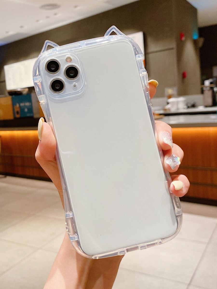 貓耳朵設計的手機殼，適用於iPhone 11, iPhone 13, iPhone 14 Pro Max - 無色 - 查看 1