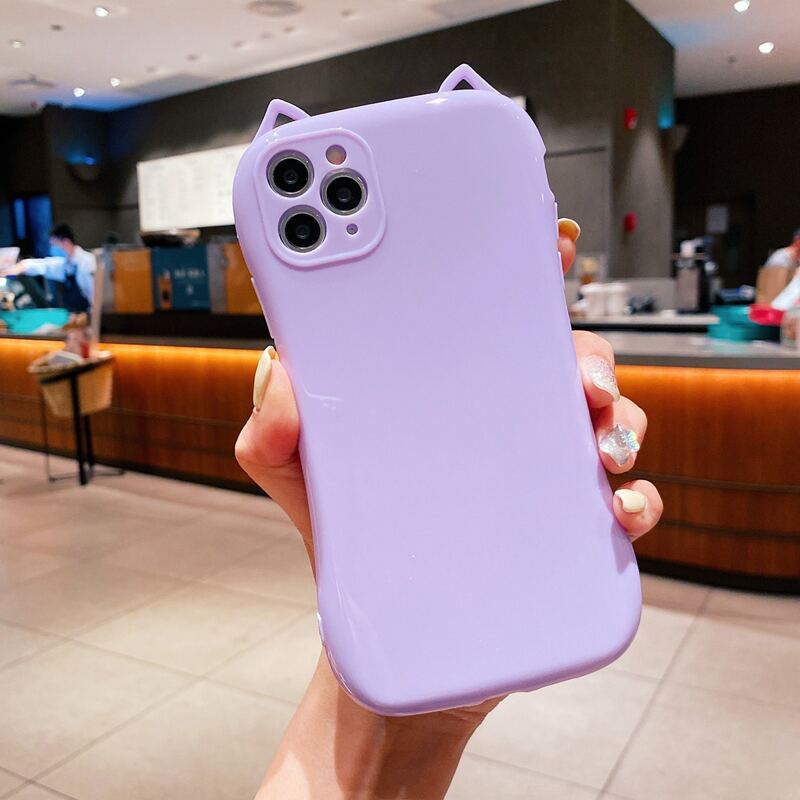 

Cat Ear Design Phone Case, Purple