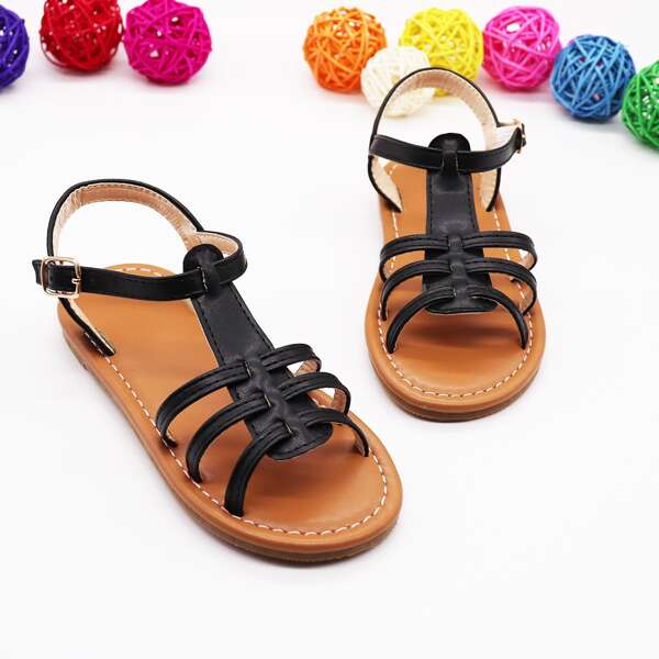 

Girls Minimalist Ankle Strap Sandals, Black