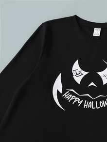 SHEIN 青少年女孩2入組萬聖節標語圖案T恤