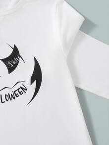 SHEIN 青少年女孩2入組萬聖節標語圖案T恤