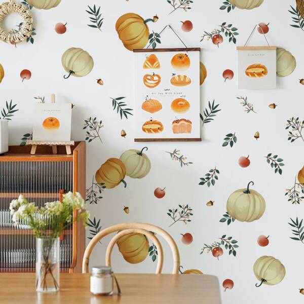 

2pcs Pumpkin Print Wall Sticker, Multicolor