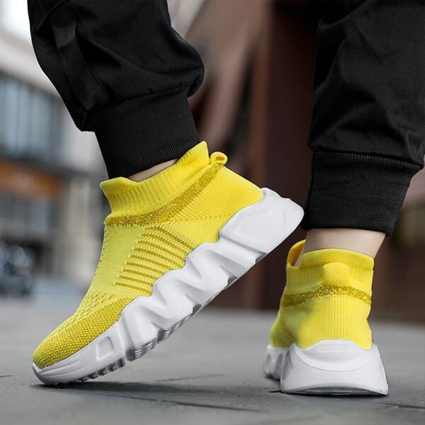 

Kids Knit Detail Sock Sneakers, Yellow