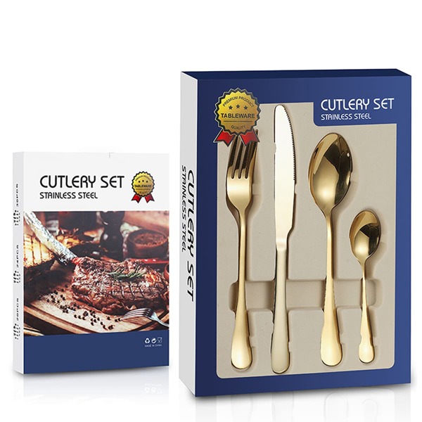 

24pcs Stainless Steel Cutlery Set, Gold