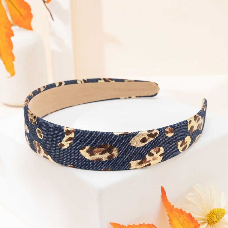 

Leopard Print Headband, Blue