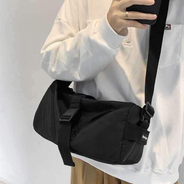 

Men Release Buckle Decor Crossbody Bag, Black