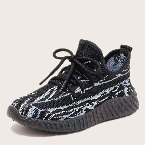 

Boys Colorblock Lace Up Front Knit Sneakers, Black